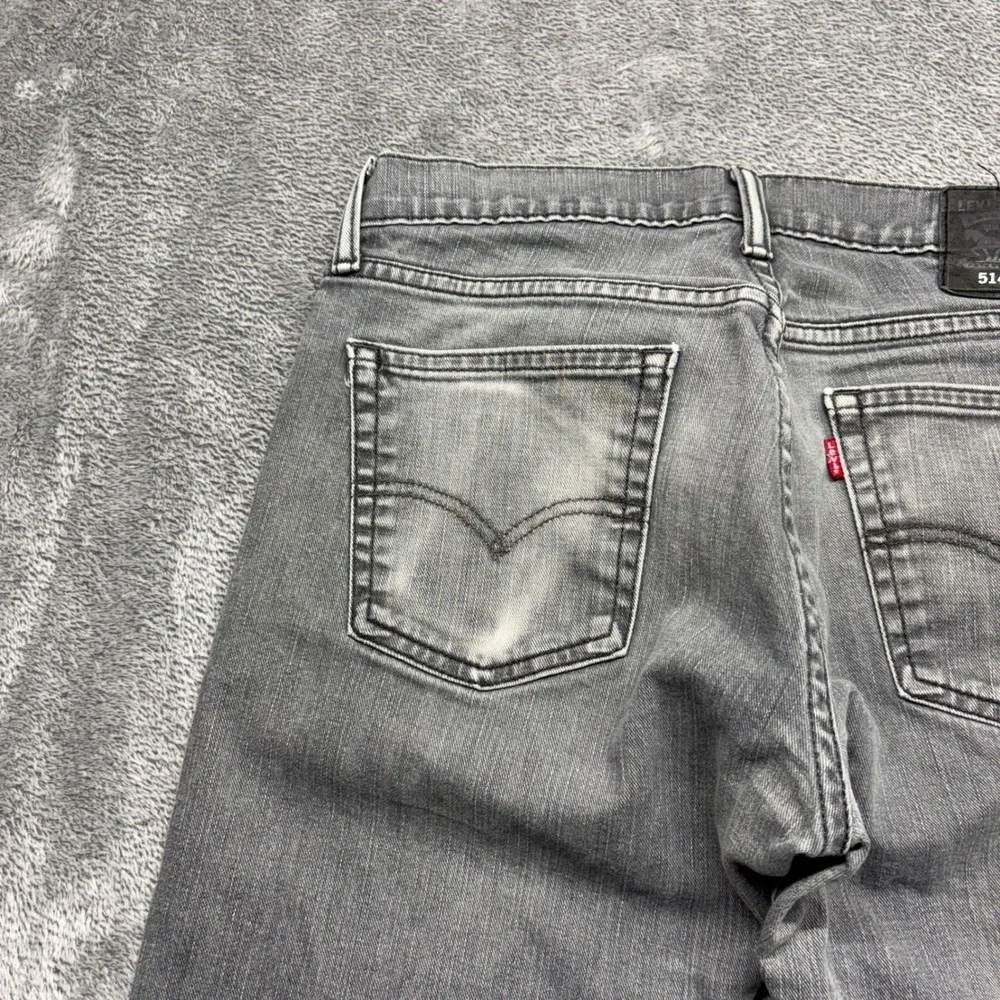 Levi's 514 Straight Fit Jeans Men 33x32 Grey Good Faded Zip Fly Stretch